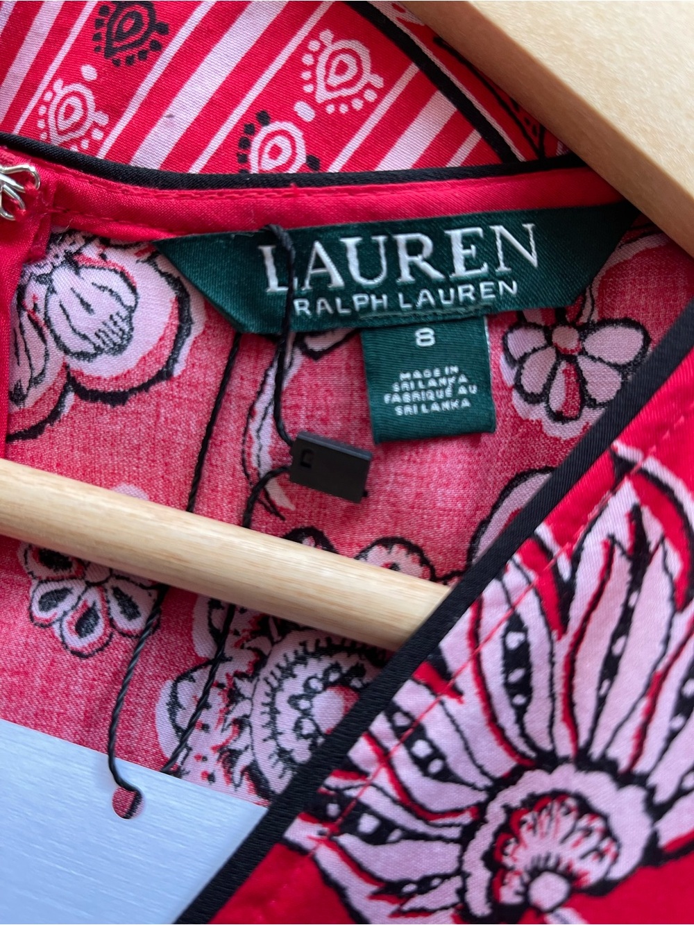 Ralph Lauren Red Floral Paisley Cotton-Satin Tiered Maxi Dress short sleeve - Picture 2 of 9